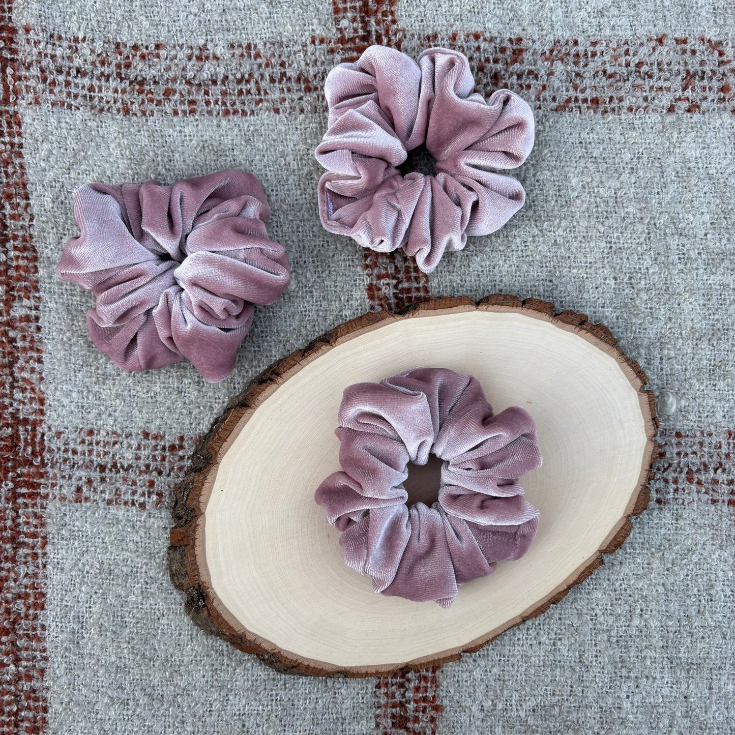 Dusty Rose Velour Scrunchie