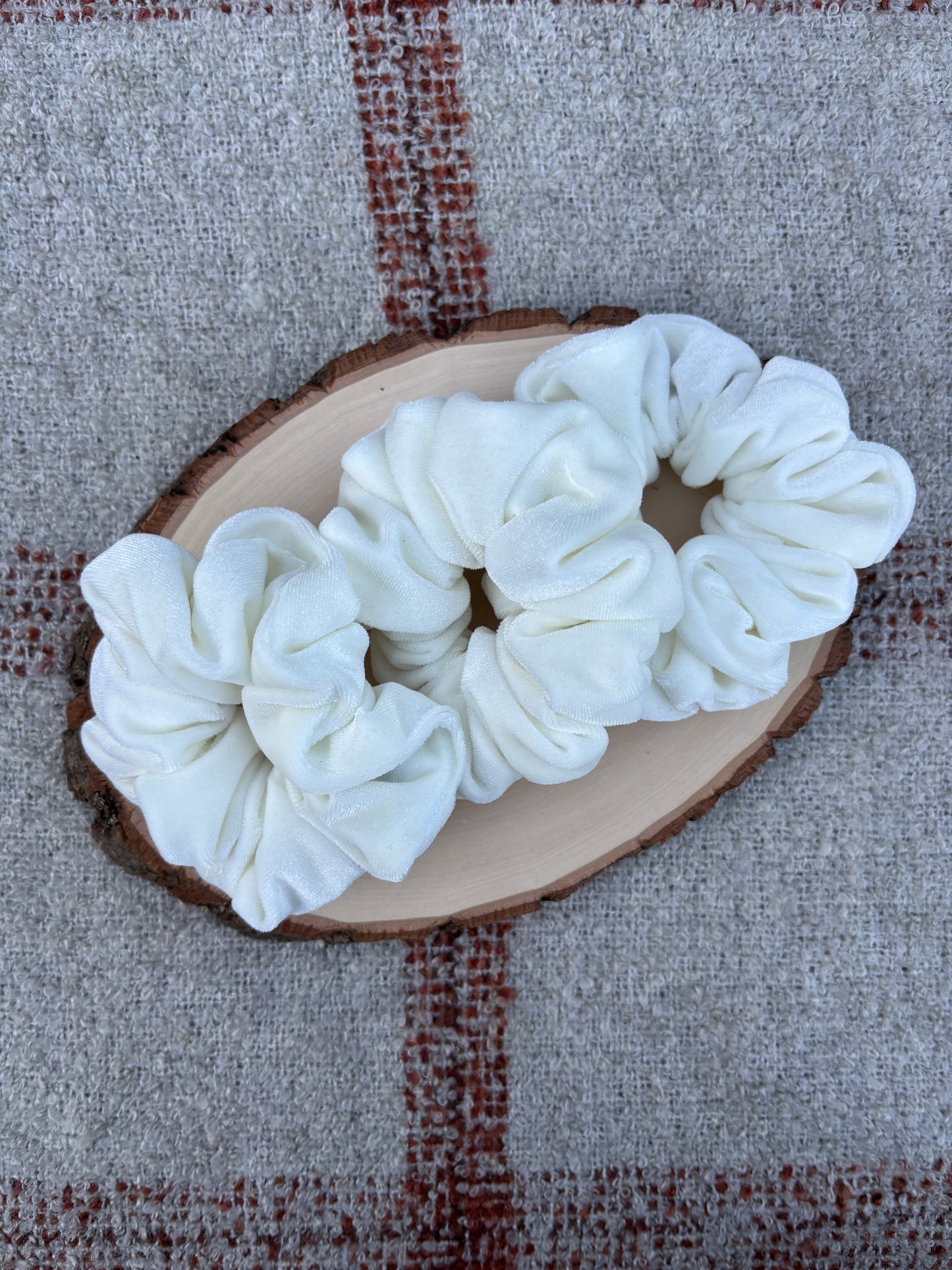 Cream Velour Scrunchie