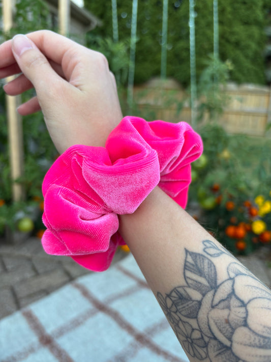 Hot Pink Velour Scrunchie