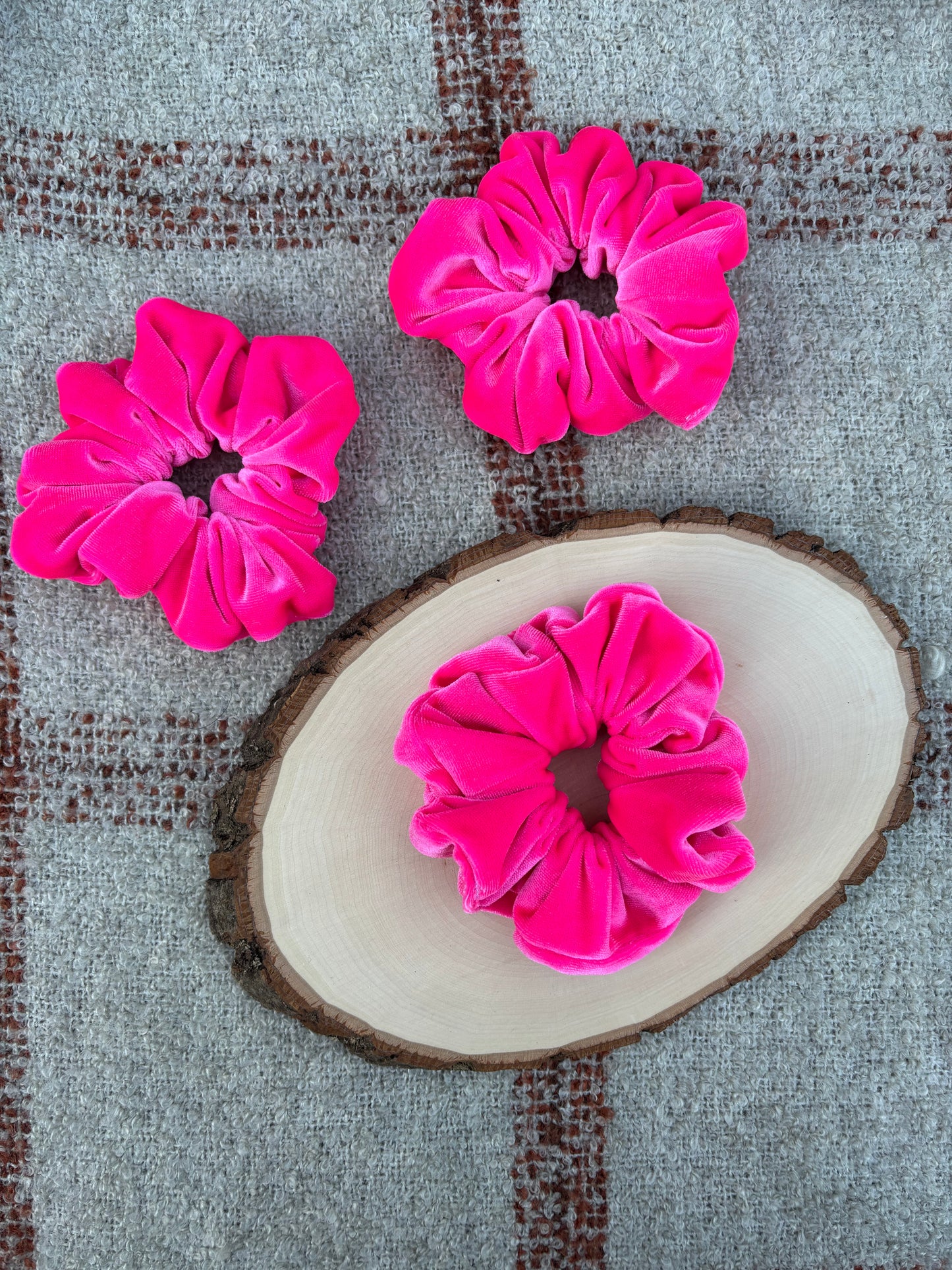 Hot Pink Velour Scrunchie