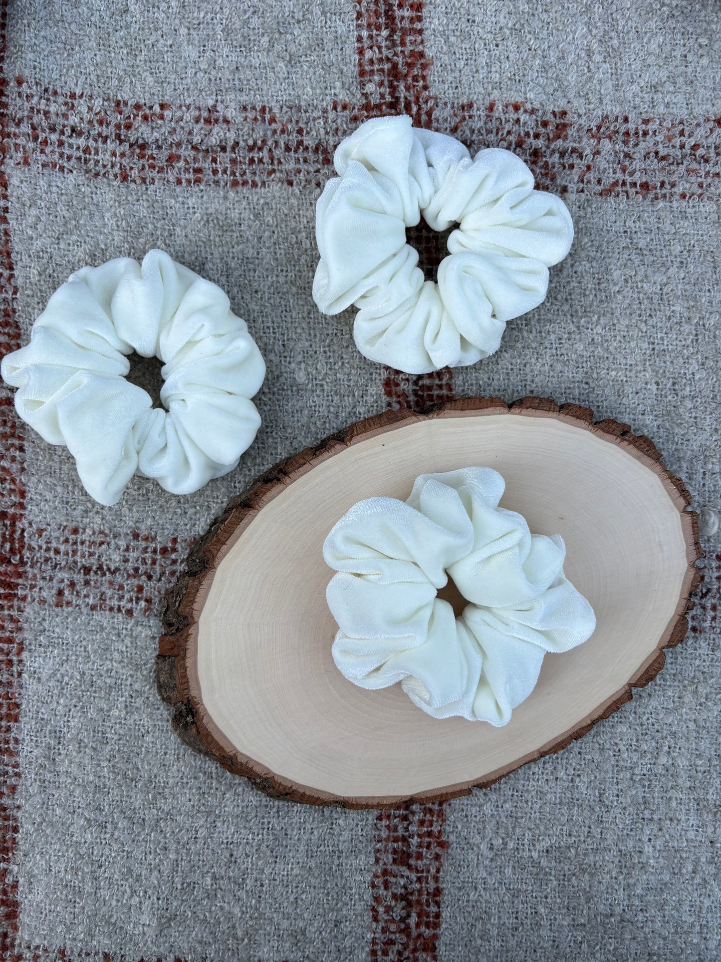 Cream Velour Scrunchie