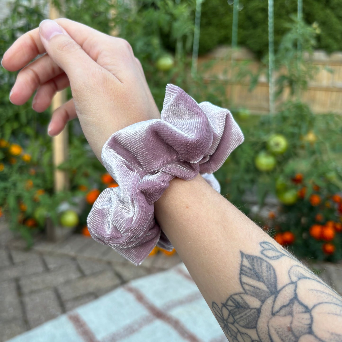 Mauve Velour Scrunchie