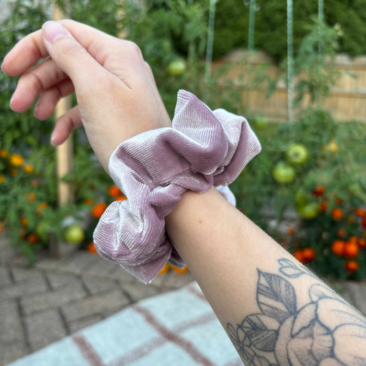 Mauve Velour Scrunchie