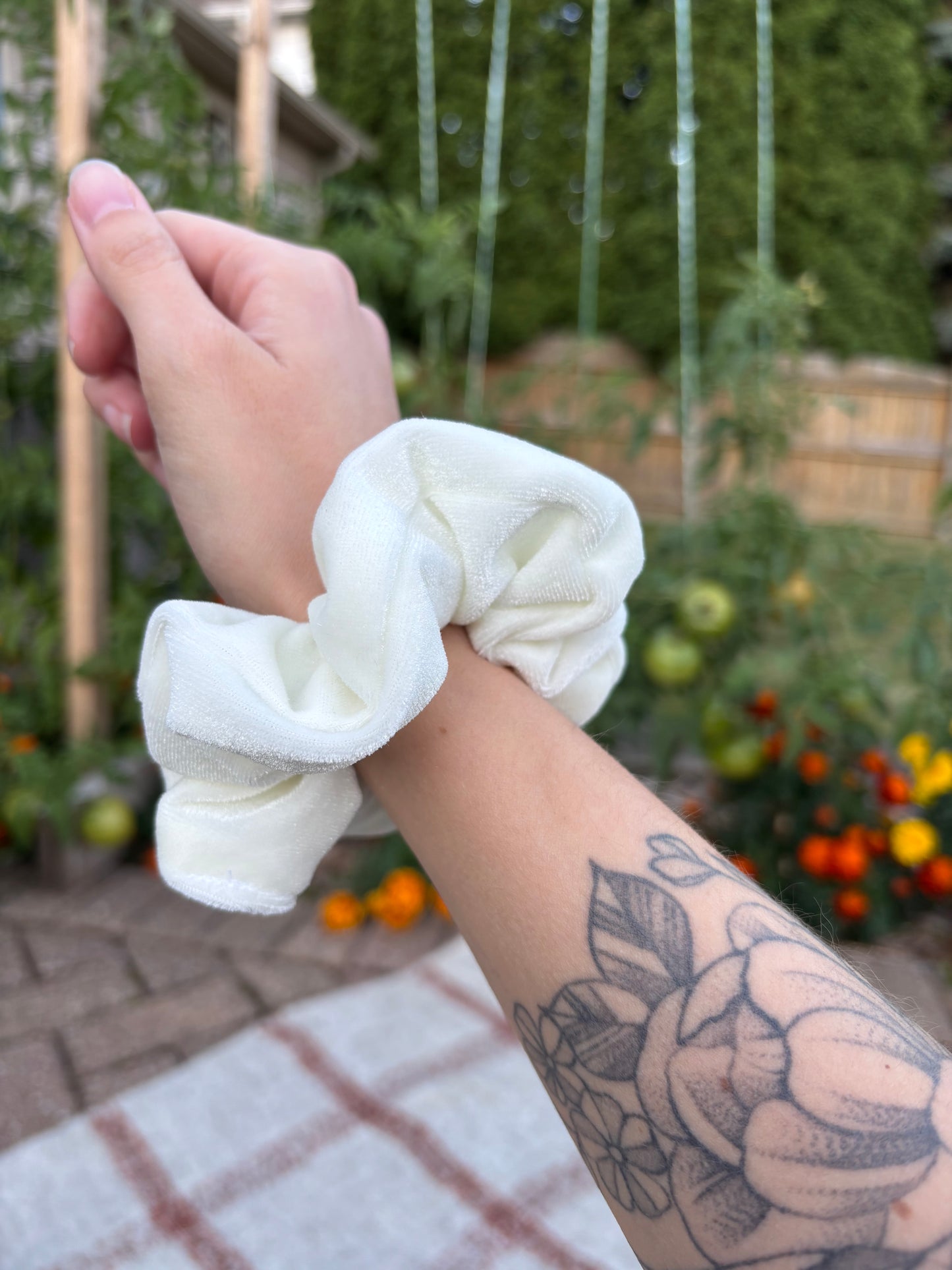 Cream Velour Scrunchie