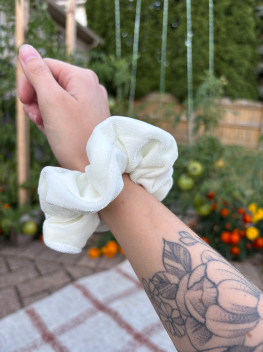 Cream Velour Scrunchie