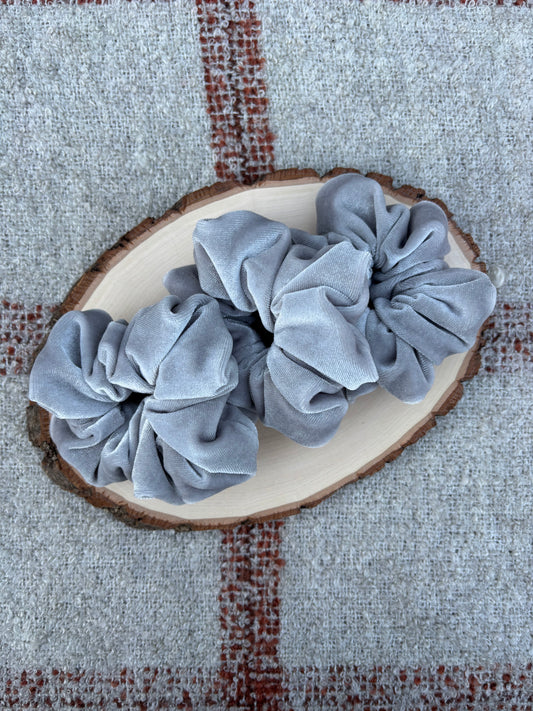 Silver Velour Scrunchie