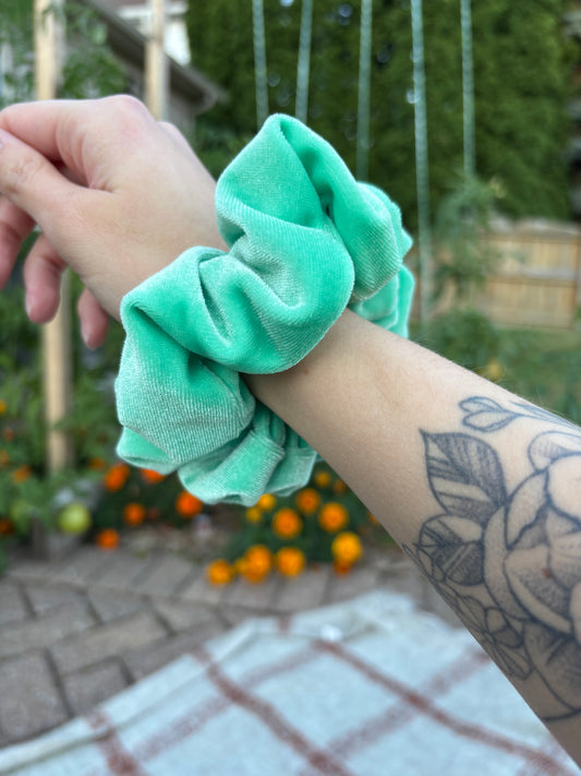 Seafoam Velour Scrunchie