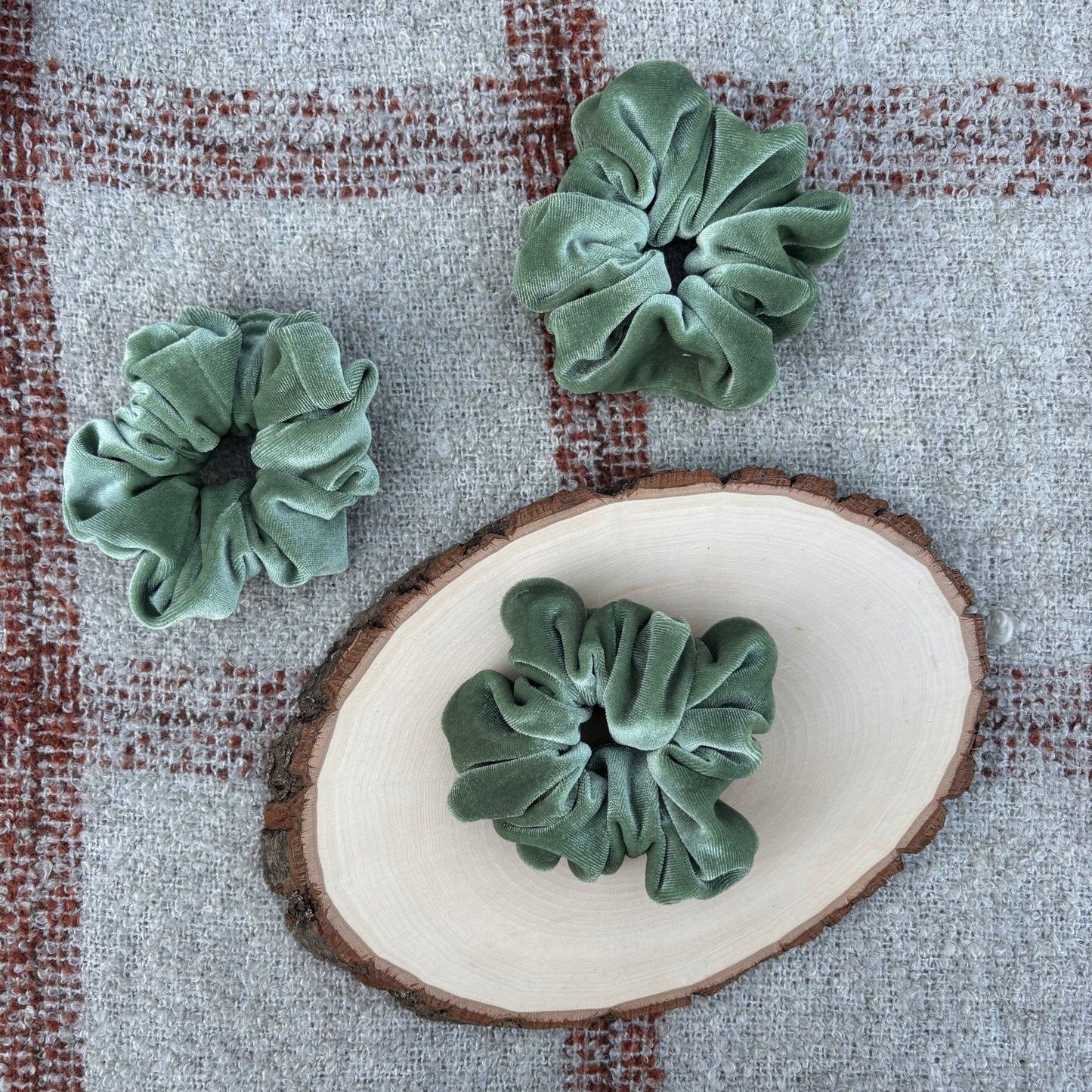 Sage Velour Scrunchie