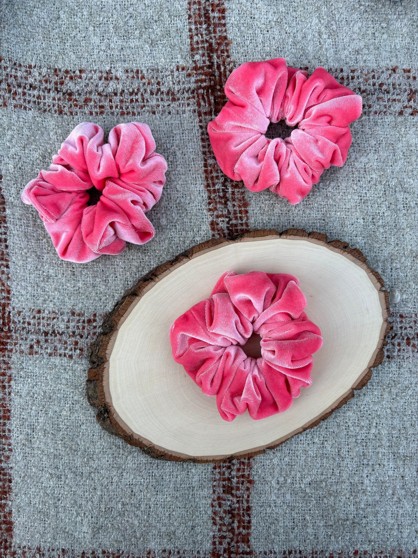 Coral Velour Scrunchie
