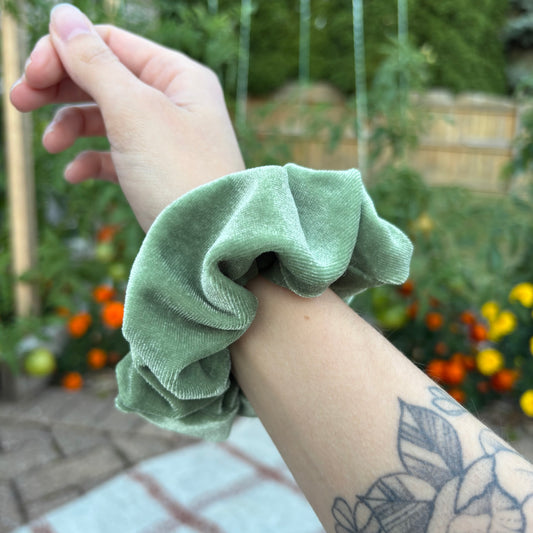 Sage Velour Scrunchie