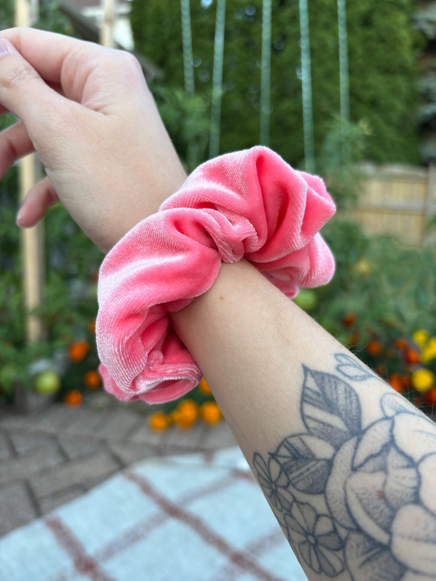 Coral Velour Scrunchie