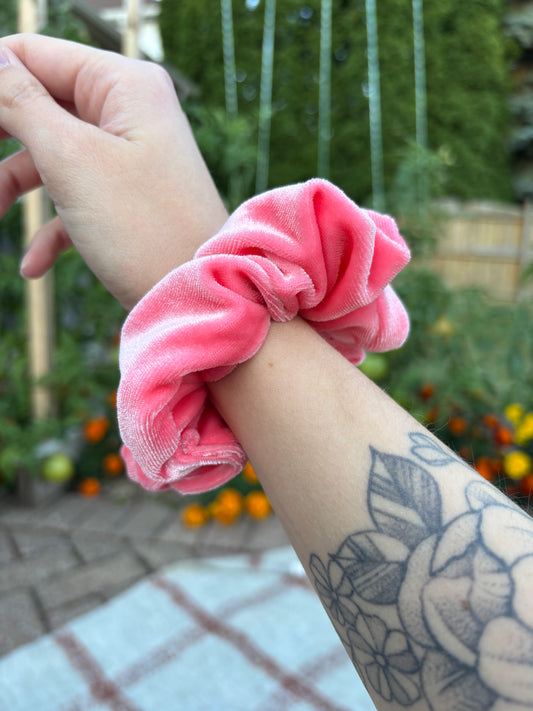 Coral Velour Scrunchie