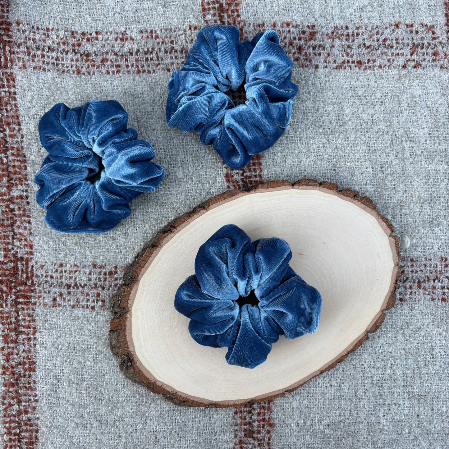 Dusty Blue Velour Scrunchie