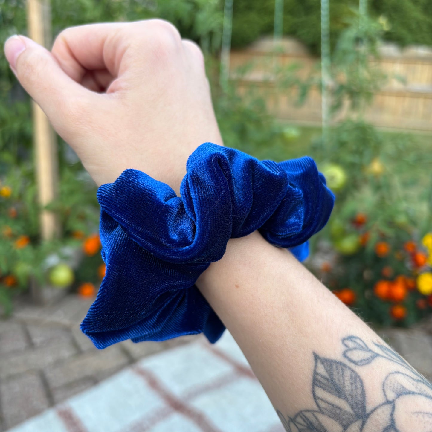 Cobalt Velour Scrunchie