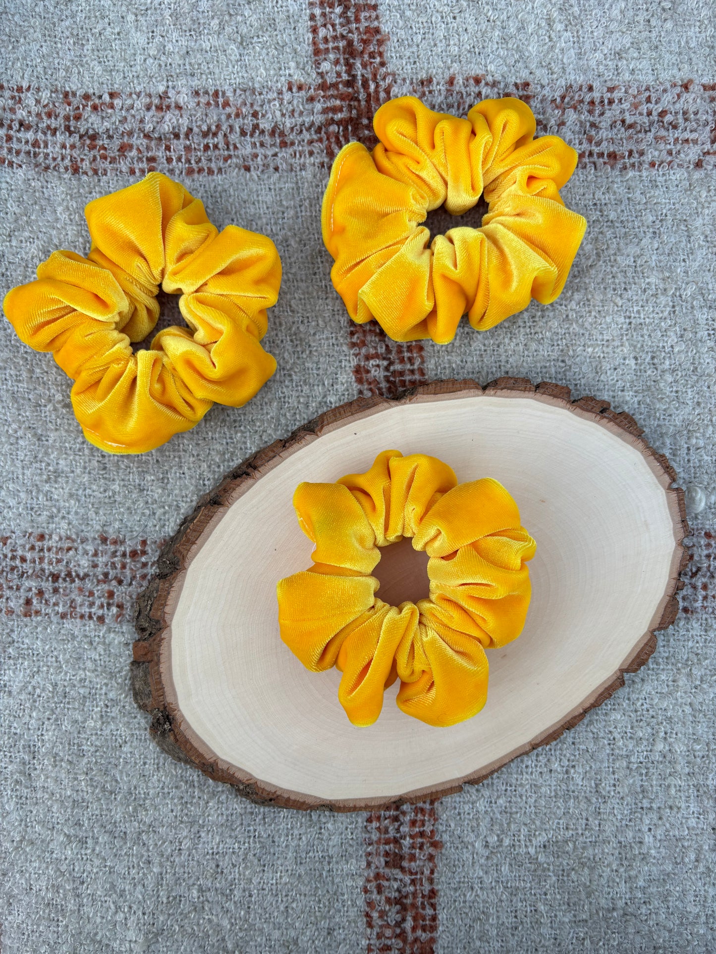 Yellow Velour Scrunchie