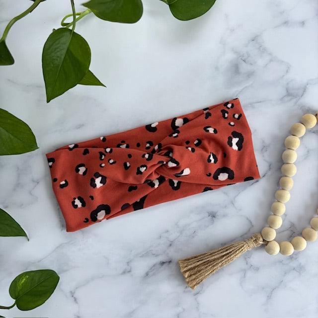 Rust Leopard Print Headband
