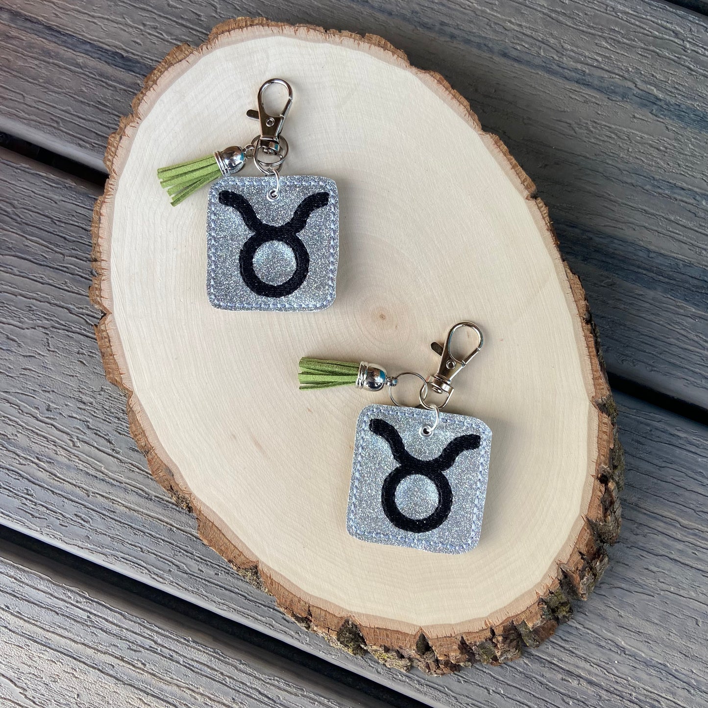 Taurus w/ Green Tassel Keychain