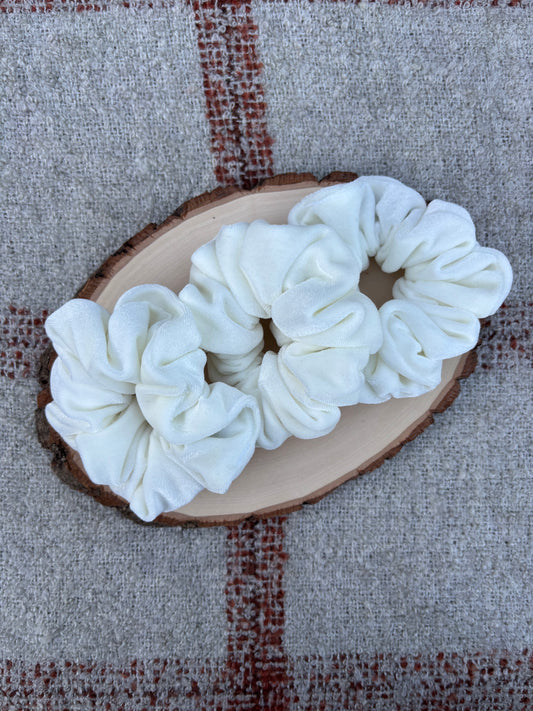 Cream Velour Scrunchie
