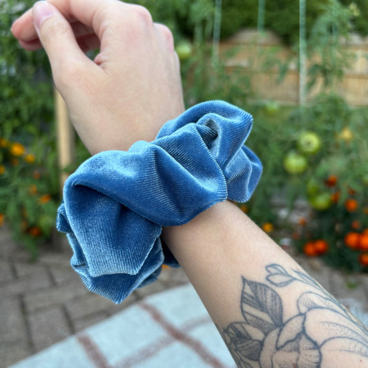 Dusty Blue Velour Scrunchie