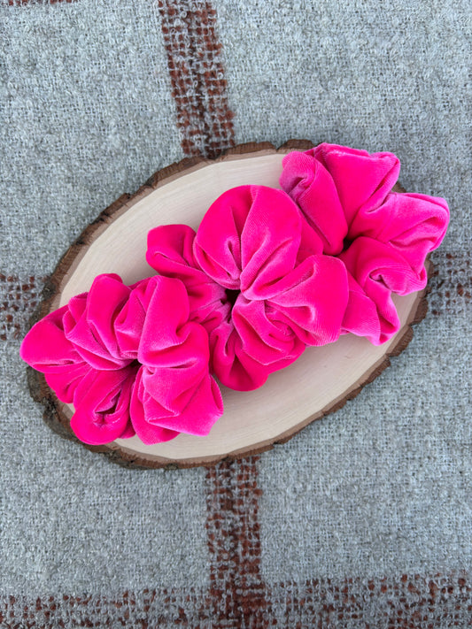 Hot Pink Velour Scrunchie