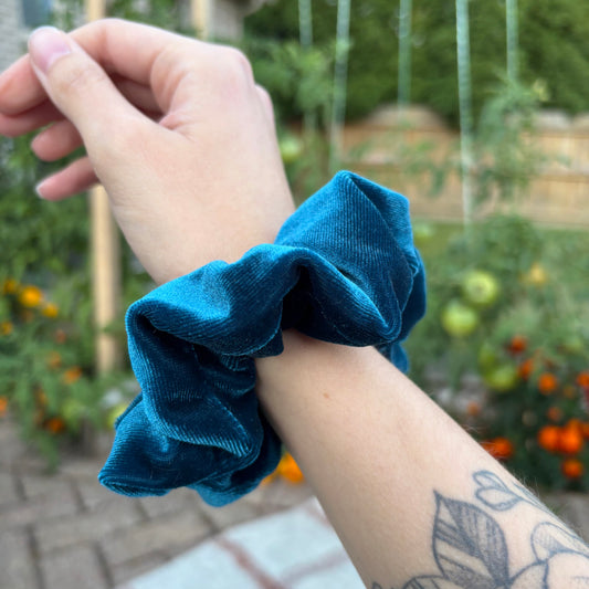Teal Velour Scrunchie