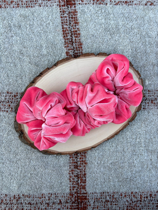 Coral Velour Scrunchie