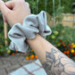 Silver Velour Scrunchie