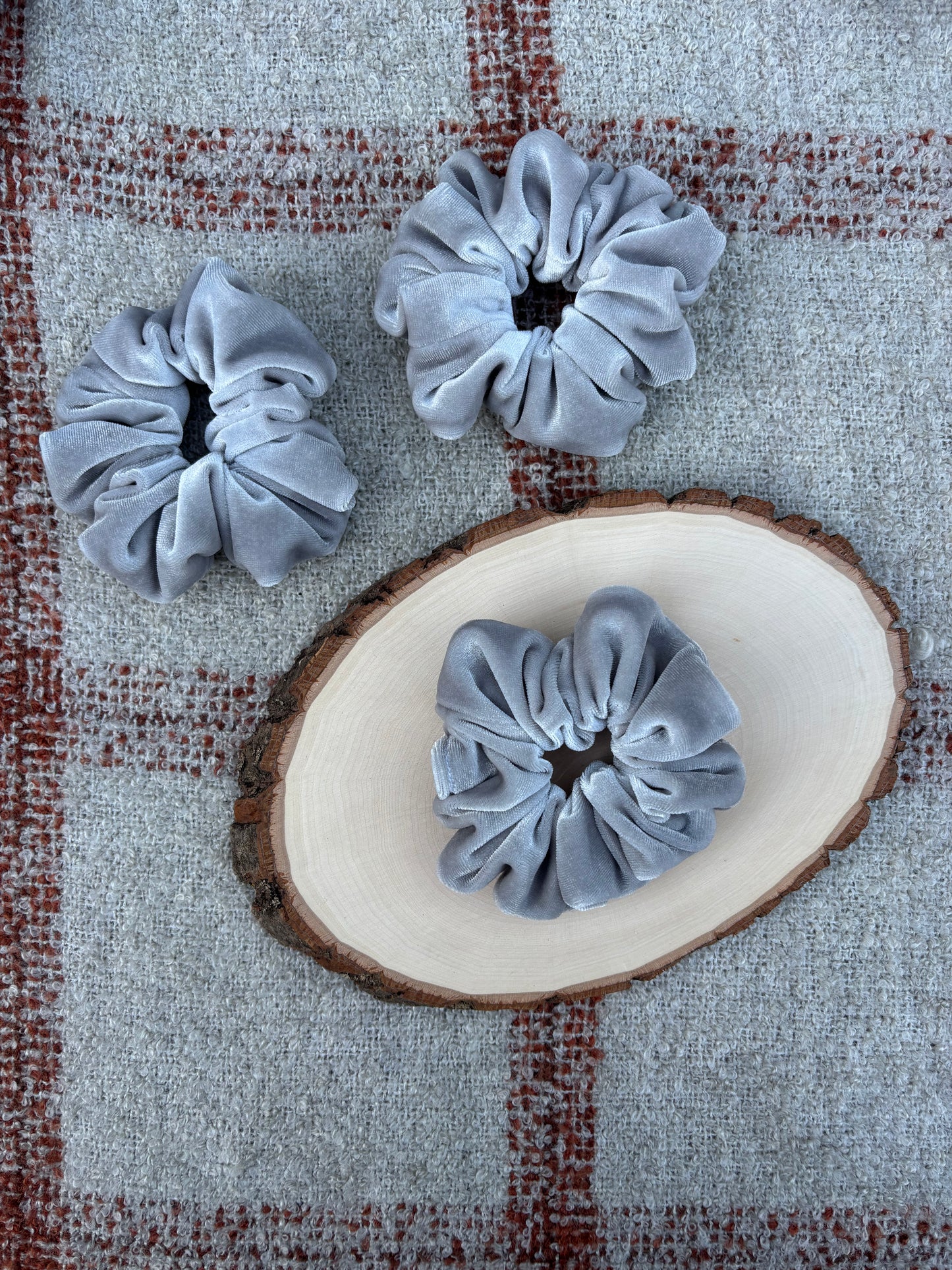 Silver Velour Scrunchie