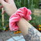 Coral Velour Scrunchie