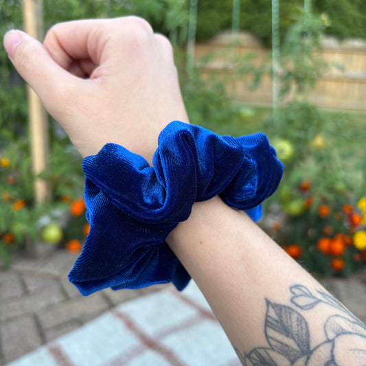 Cobalt Velour Scrunchie