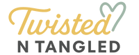 Logo of 'Twisted N Tangled' with a heart symbol on a white background