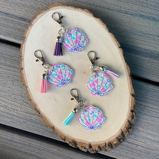 Rainbow Mermaid Seashell Keychain